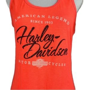 Harley Davidson Neon Orange Kauai Tank Top SZ L